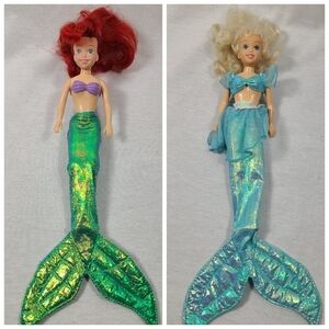 Vintage Tyco 1991 Little Mermaid Ariel & Sister Arista Dolls Lot Of 2 Rare